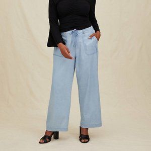 Torrid Chambray Blue Wide Leg Drawstring Pants 14